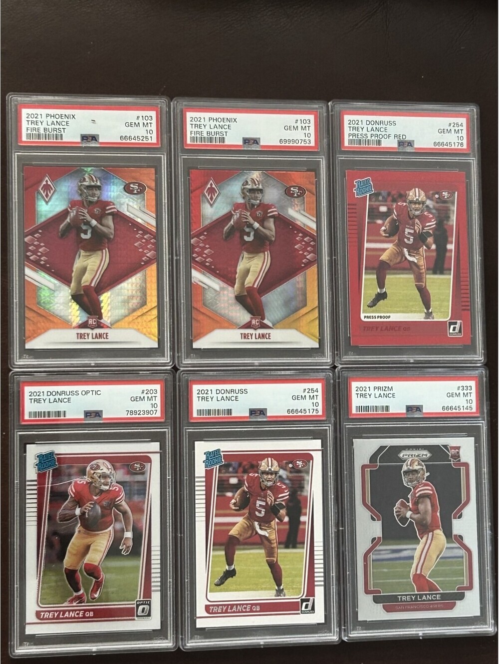 2021 NFL QB TREY LANCE ROOKIE PSA GEM MINT 10 COLLECTION + DONRUSS/MOSAIC RC LOT